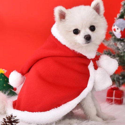 Christmas Dog Clothes | Warm Cat Hooded Cloak | Comfortable Xmas Pet Cape